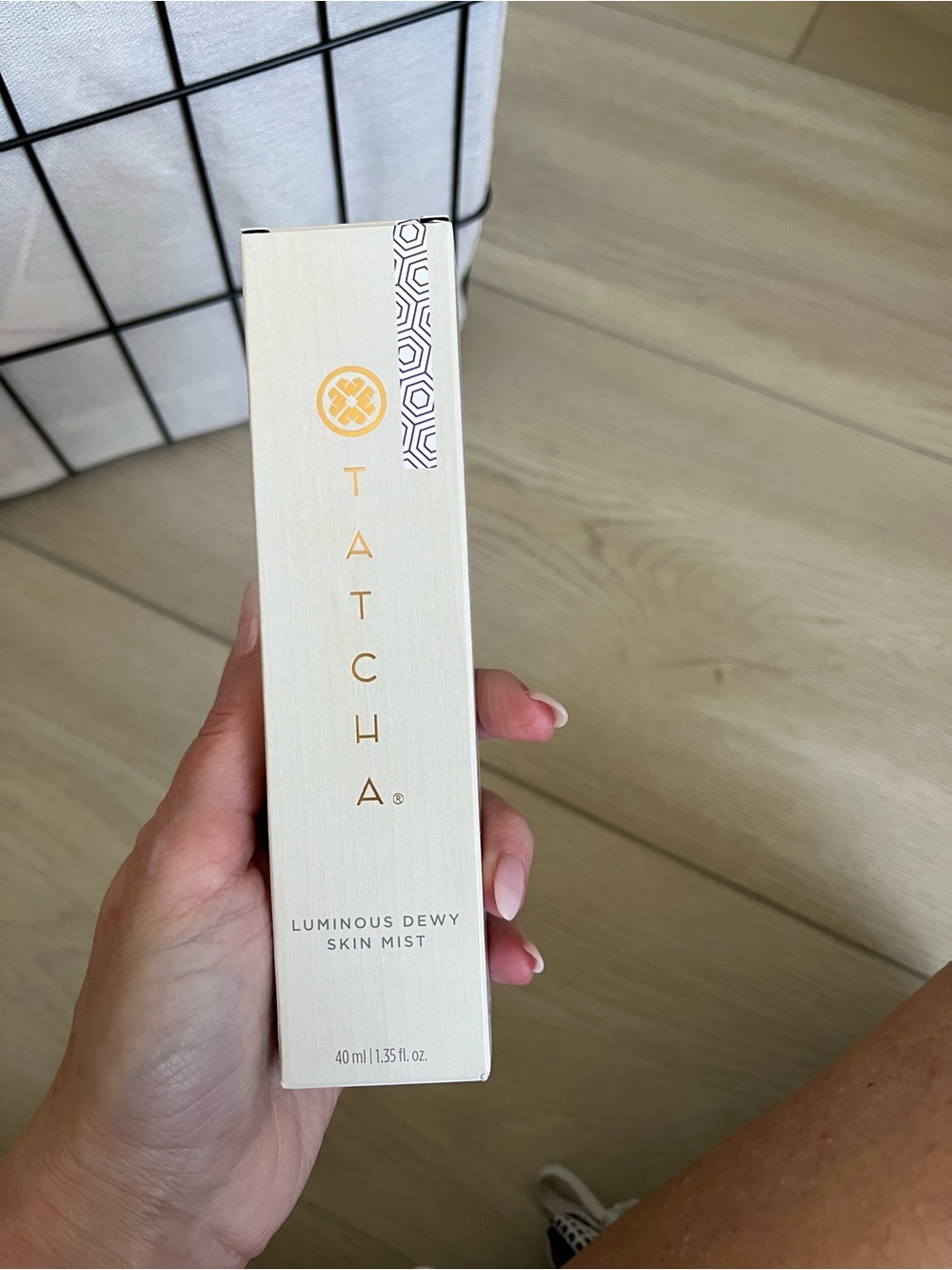 Tatcha Ivory Box with Gold Lettering - Luminous Dewy Skin Mist Packaging